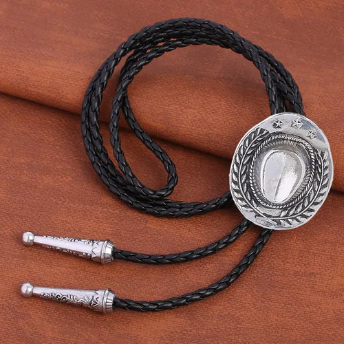 Vista 139 de Jeilwiy Corbata de bolo para hombre, corbata de vaquero occidental, collar de corbata de bolo dorado, corbata de cuero, corbata de Halloween