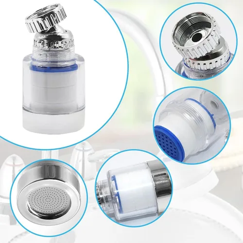 Vista 5 de PCTC Filtro de fregadero de baño, filtro de grifo de baño, filtro giratorio de 360 grados, purificador de cocina, flúor, metales pesados y agua dura