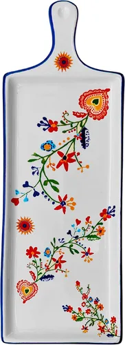 Vista 3 de Cerámica portuguesa Alcobaça Tabla de servir queso de cerámica floral