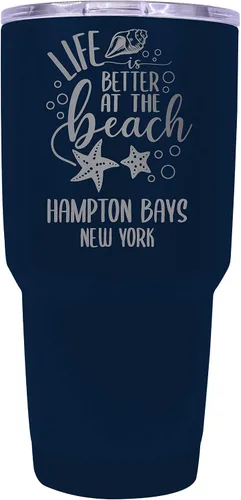 Vista 8 de Hampton Bays New York Souvenir - Vaso aislado de acero inoxidable de 24 onzas, grabado con láser, color negro.
