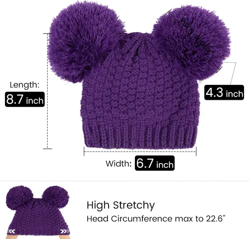 Vista 2 de Simplicity Gorro de punto trenzado para mujer, con pompón, para esquí, snowboard