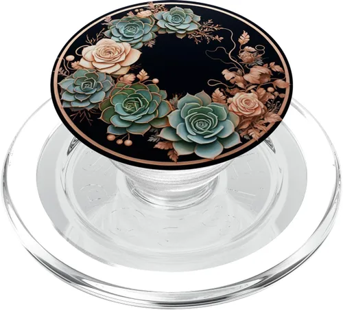 Vista 8 de PopSockets PopGrip estándar con diseño Glam de Echeveria Suculentas Rosa Rosa