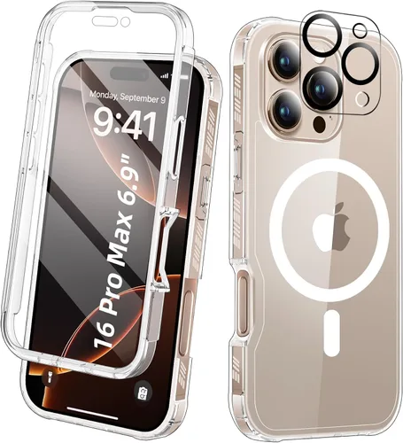 Vista 35 de Funda para iPhone 15 de cuerpo completo, protector de pantalla integrado, con protector de lente de cámara, [antiamarilleamiento], funda protectora