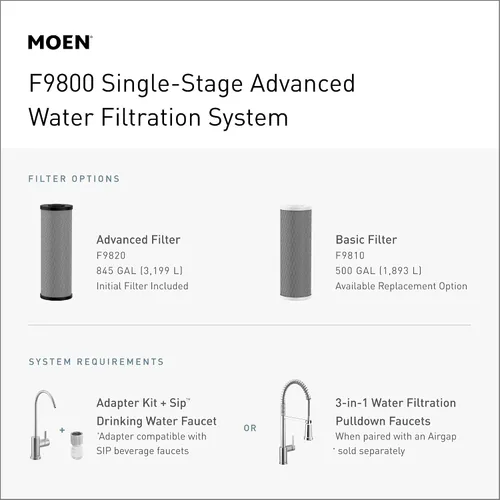 Vista 4 de Moen Sistema avanzado negro de la filtración del agua de la sola etapa debajo del fregadero, F9800