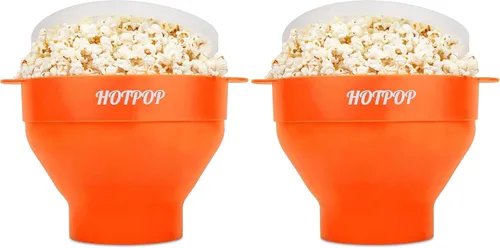 Vista 21 de El Hotpop Original - Palomitero para microondas, Popcorn, contenedor de silicona para hacer palomitas de maíz, cuenco plegable sin BPA y apto