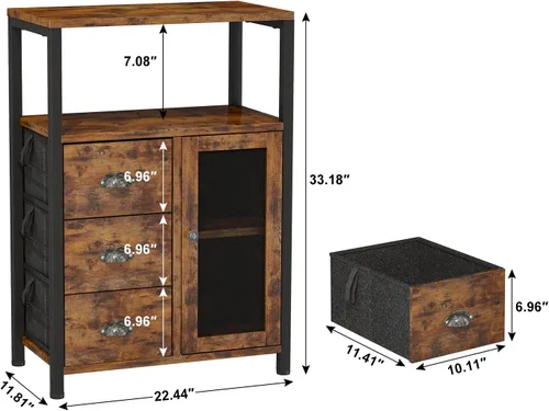 Vista 3 de Homeiju Gabinete de almacenamiento de piso de baño con 3 cajones extraíbles y 1 puerta, gabinete de almacenamiento industrial para cocina, sala