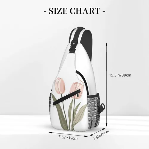 Vista 2 de Bolso bandolera para hombres y mujeres, mochila cruzada floral de tulipán pastel, mochila casual de senderismo para viajes, deportes, correr, bolsa