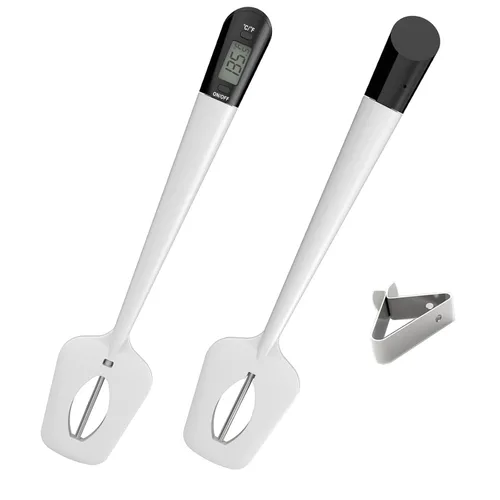 Vista 8 de Efeng Termómetro digital de caramelos, espátula, termómetro de carne con clip para olla y sonda de 9 pulgadas, termómetro digital de lectura Blanco