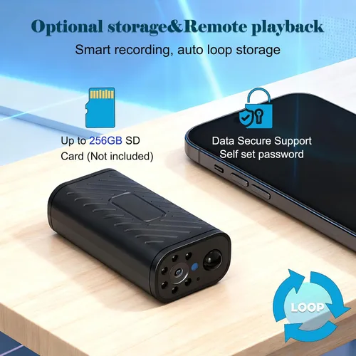 Vista 5 de W9 Mini Cámara Impermeable para Cada Rincón, Duración de Batería Sin Cables a Juego, Cámaras de Seguridad Inteligentes Compactas para Hogar 4K