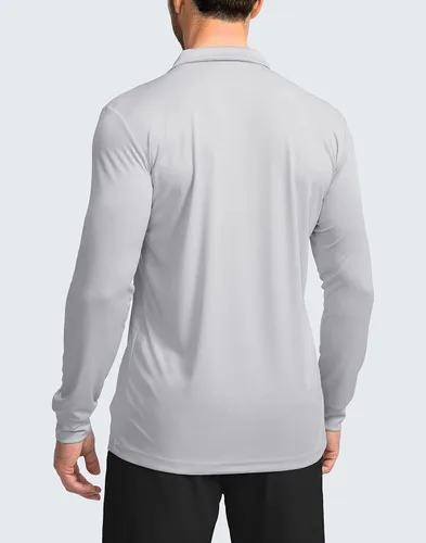 Vista 2 de Camisa polo de manga larga para hombre, ligera, protección solar UPF 50+, camisas geniales para hombres, trabajo, pesca, al aire libre