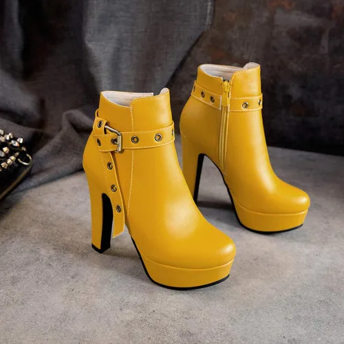 Vista 31 de Scaoruki Zapatos de otoño de moda para mujer, botines de tacón de bloque