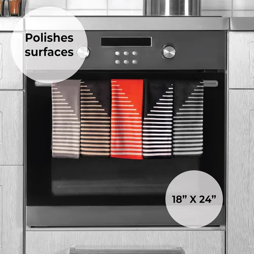 Vista 5 de Skoy Toalla de cocina (paquete de 1) para uso diario, toalla 100% poliéster reciclado con diseño reversible, 18 x 24 pulgadas, negro y gris