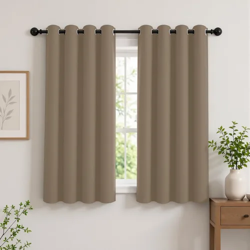 Vista 41 de Cortinas de oscurecimiento de habitación de 45 pulgadas de largo para dormitorio y sala de estar, cortinas térmicas aislantes con ojales