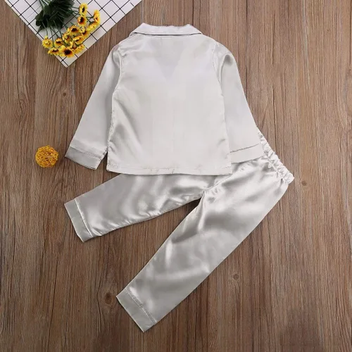 Vista 43 de Conjunto de pijama de manga larga con botones para niña pequeña, conjunto de ropa de dormir
