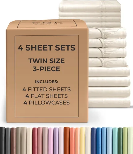 Vista 167 de Pack of 2, Twin Size 3 Piece Sheet Set - Breathable & Cooling - White