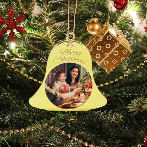 Vista 4 de Adornos personalizados de Navidad con foto/nombre, adornos personalizados de Navidad 2024, impresión de doble cara para árbol de Navidad, hogar