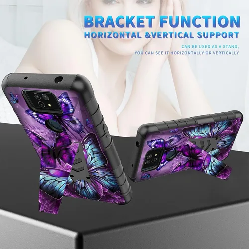 Vista 161 de Funda para AT&T Maestro Max 2021/Cricket Ovation 2 con protector de pantalla de vidrio templado, funda resistente con función atril integrada