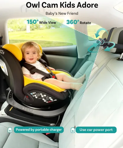 Vista 3 de OTTOCAST Cámara para bebé en el auto y adaptador inalámbrico CarPlay, pantalla de monitor de asiento trasero HD 1080P en la pantalla del auto, vista