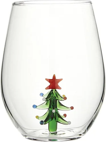 Vista 3 de Slant Holiday Party Supplies - Copas de vino sin tallo con figura 3D, 20 onzas, bastón de caramelo Candy Cane