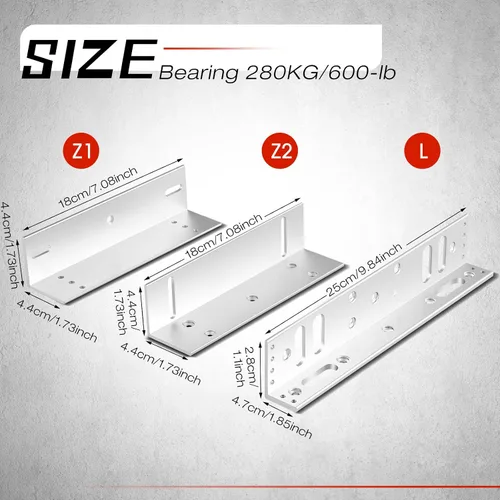 Vista 3 de Hoteam 1 Unidades Z y L Soporte para 600 Lb/617.3 lbs fuerza de retención Cerradura de puerta magnética eléctrica Z y L Soporte para control