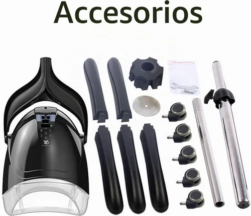 Vista 8 de Secador de pelo profesional con capucha, con panel de control táctil inteligente, ajustes de 8 velocidades de 1000 W, funciones de iones negativos