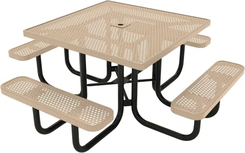 Vista 107 de COATEDOUTDOORFURNITURE Mesa de picnic cuadrada de 46 pulgadas, expandida, color negro