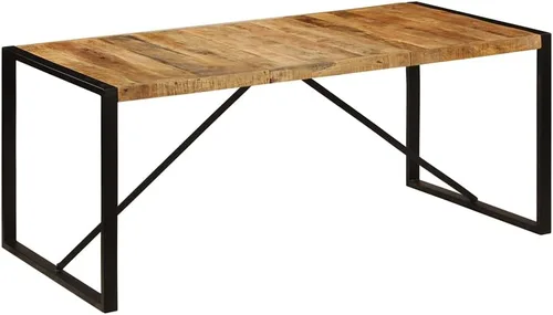 Vista 22 de Mesa de comedor de madera maciza de Sheesham, forma rectangular, 47.2 pulgadas, acabado pulido marrón con patas de metal para cocina y comedor