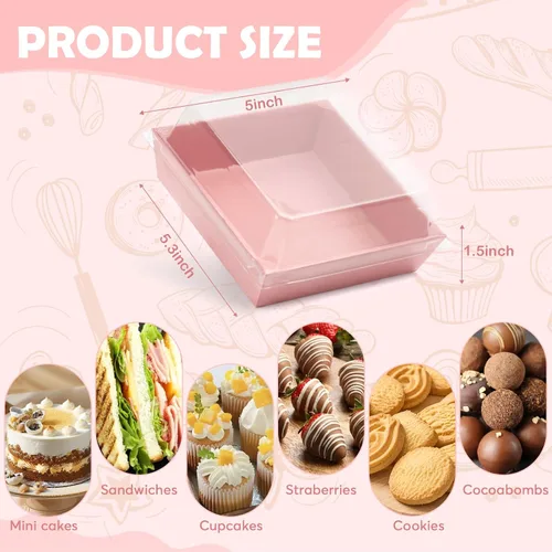 Vista 3 de 120 Cajas Pequeñas de Charcutería con Tapas Transparentes - Cajas Mini de Charcutería de Papel Desechable de 5 Pulgadas, Cajas de Postres