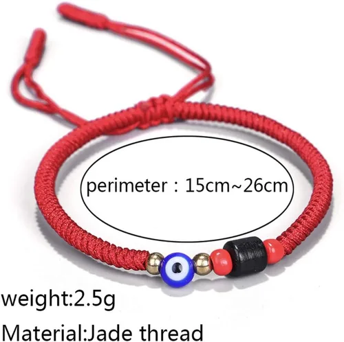 Vista 4 de Pulsera de mal de ojo rojonegro para mujeres, hombres, adolescentes, niñas, niños, pulseras budistas tibetanas tejidas a mano para protección