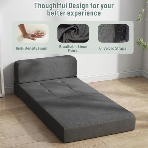 Vista 4 de ZeeFu Sofá cama plegable – Futón de espuma viscoelástica, cama convertible para sala de estar/dormitorio/invitados/oficina/caravanas/estudio