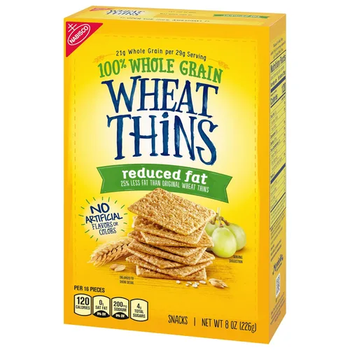 Vista 13 de Wheat Thins Snacks reducidos en grasa, galletas de trigo integral de grano entero, galletas de aperitivos, 8 onzas