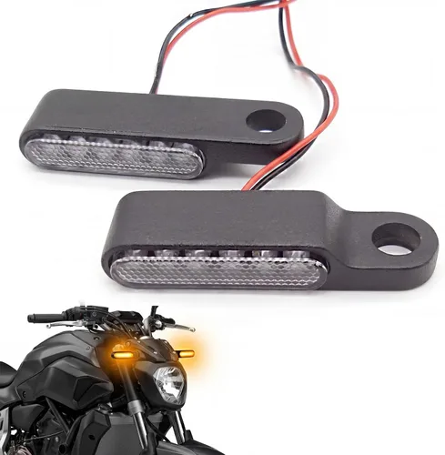 Vista 11 de ANKIA - 2 luces intermitentes universales para motocicleta, 12 V, mini LED Negro 01