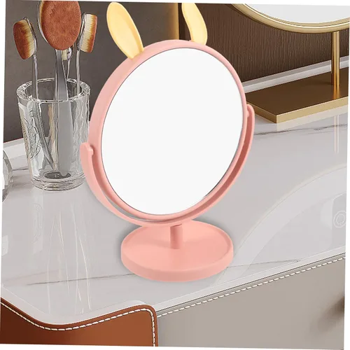Vista 7 de LALAFINA Espejo de maquillaje para escritorio, con forma de orejas de conejo, cosmético de mesa para el hogar, dormitorio, baño, corte de pelo