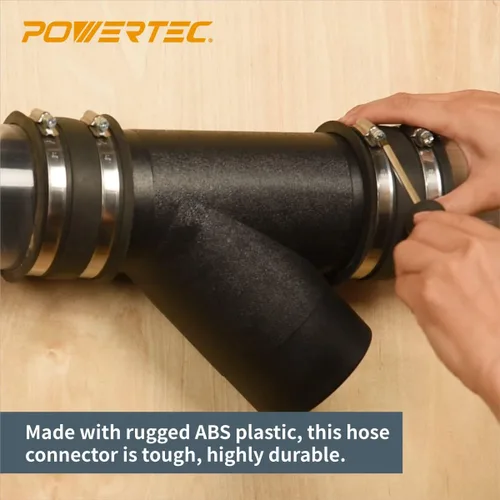 Vista 4 de POWERTEC Conector de manguera de recolección de polvo de ajuste en Y de 4 pulgadas, 1 paquete (70106V)