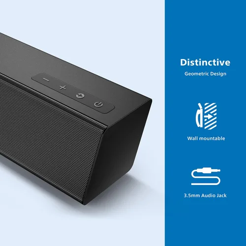 Vista 3 de Barra de Sonido PHILIPS B5106 de 2.0 Canales con Soporte HDMI ARC, Lista para Roku TV, Negro