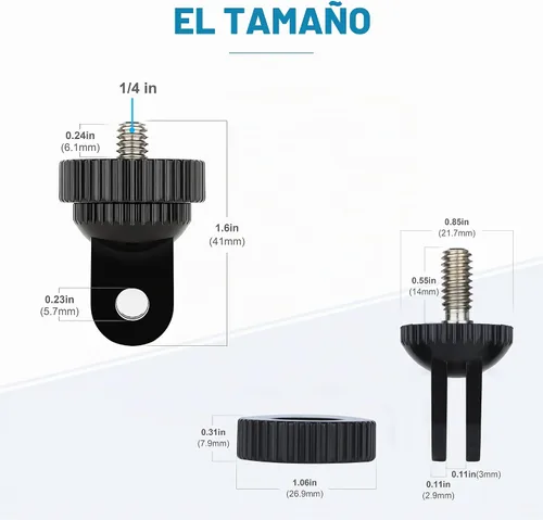 Vista 6 de Paquete de 3 adaptadores de trípode de cámara de 1/4 a 20