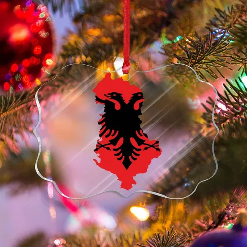 Vista 23 de Bandera de Albania, silueta de árbol, adorno de decoración de árbol de Navidad, bandera nacional, recuerdo de árbol de Navidad, recuerdo de Albania