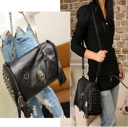 Vista 2 de Fivelove - Bolso de hombro con asa superior para mujer, con remache, tamaño mediano, bolso de mano Kulou