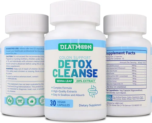 Vista 4 de Cápsulas de limpieza intestinal, apoyo intestinal y colon, desintoxicación y limpieza, durante 15 días, sin OMG, sin gluten, vegano, suplemento