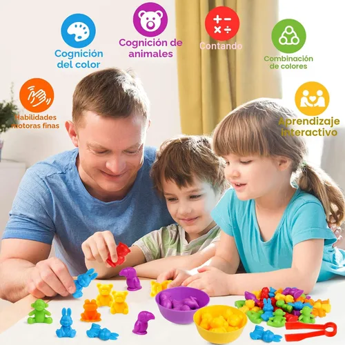 Vista 5 de Juegos de clasificación de animales por color con cuencos de clasificación Montessori sensorial, juguetes educativos tempranos para aprender