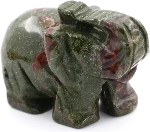 Vista 9 de Estatua de elefante de cristal de piedra de sangre de África, estatua de elefante de bolsillo de 1.5 pulgadas para curación Reiki, regalo
