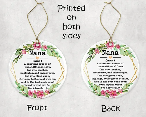 Vista 3 de Adorno de Nana Sustantivo – Adorno de Navidad para Nana – Adorno del Día de la Madre – Regalos de Nana – Definición de Nana – Recuerdo impreso