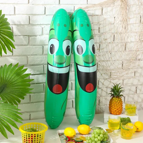 Vista 7 de Sratte 6 unidades de 32 pulgadas gigantes inflables de pepinillo para piscina, pepino, decoración de pepino, regalos para verano, natación, playa