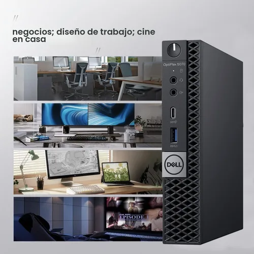 Vista 5 de Dell Mini computadora de escritorio OptiPlex 5070, procesador Intel Core i3-9100T de 9ª generación de hasta 3.7 GHz Micro PC, 16 GB DDR4 RAM, 512 GB