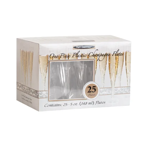 Vista 6 de Party Essentials Copas de champán de plástico de una pieza, 5 onzas, transparentes (paquete de 100)