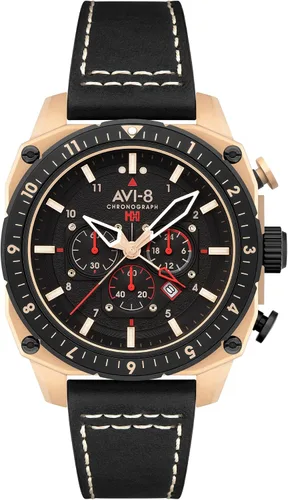 Vista 10 de AVI-8 Hawker Hunter AV-4100 - Reloj de cuarzo japonés para hombre con esfera de 1.693 in con correa de cuero