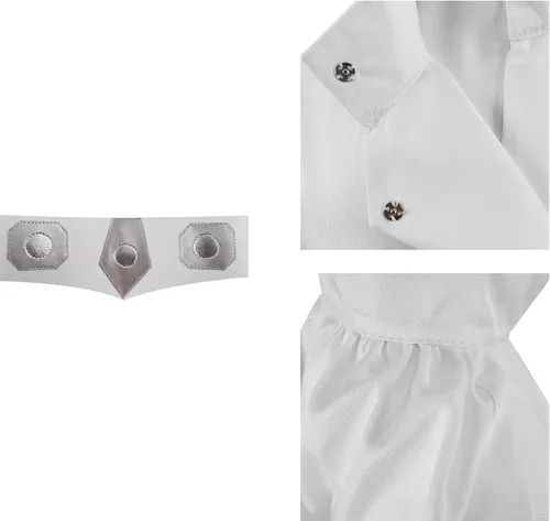 Vista 5 de Disfraz de princesa Leia para niños, disfraz clásico de lujo blanco, vestido con capucha para Halloween