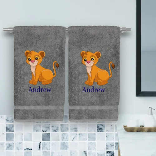 Vista 7 de Toalla de mano personalizada para niños, 100 % algodón turco, texto personalizado e impresiones de animales