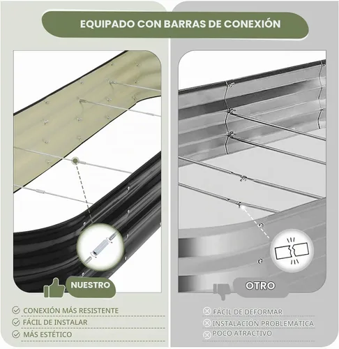 Vista 5 de Cama de jardín elevada galvanizada para exteriores, camas elevadas para jardinería, caja de maceta de metal, kit de cama de jardín elevada de acero