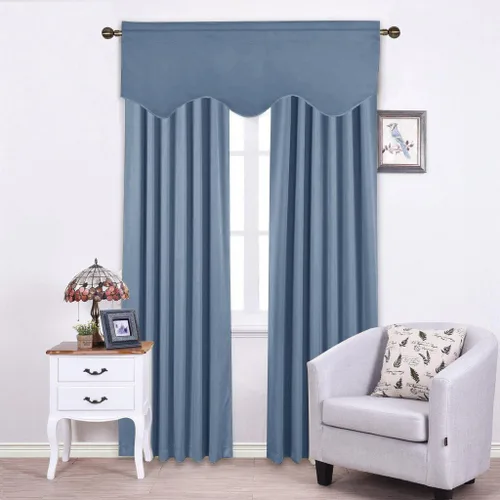 Vista 7 de NICETOWN - Cortinas con valances azul piedra para ventana de sala de estar, dormitorio, baño, 2 paneles estilo granja rústico para comedor, cortinas